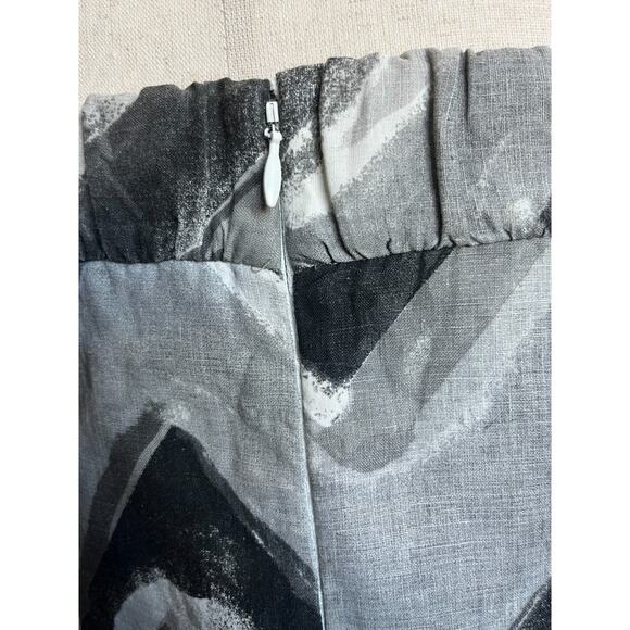 Banana Republic Italian LINEN Grey Gray Chevron Strapless Dress Boning 10 - Picture 7 of 13